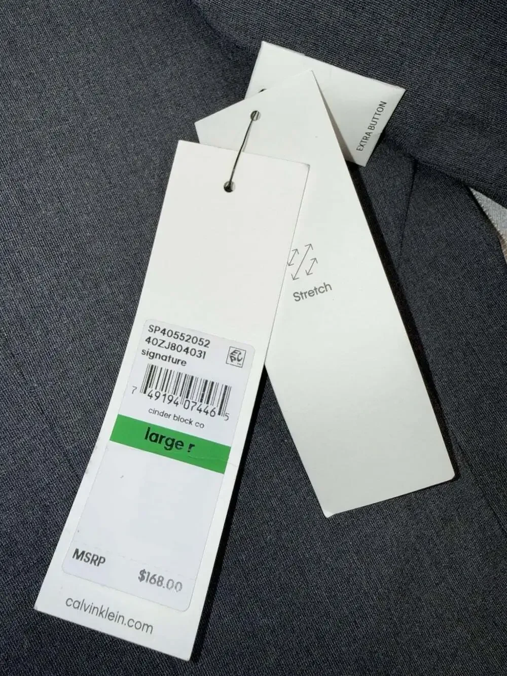 Calvin Klein Men's Size Large Suit  Jacket Sport Coat In Cinder Block NWT
